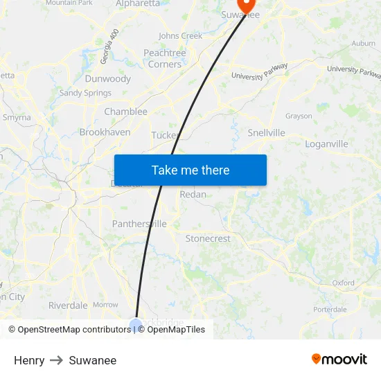 Henry to Suwanee map