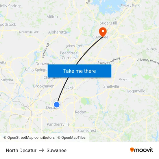 North Decatur to Suwanee map