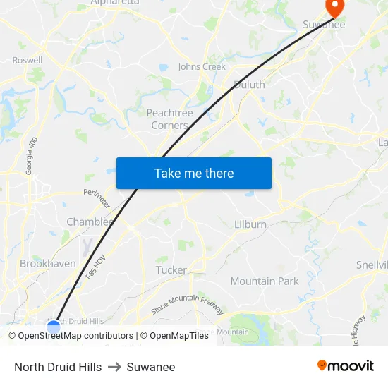 North Druid Hills to Suwanee map