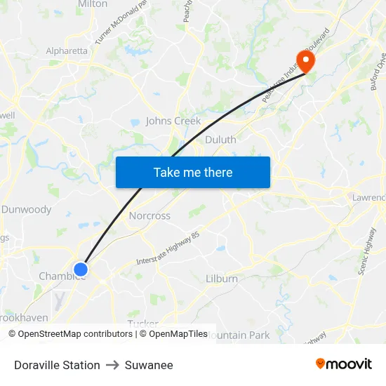Doraville Station to Suwanee map