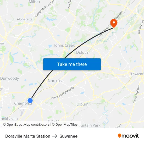 Doraville Marta Station to Suwanee map