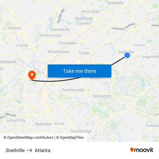 Snellville to Snellville map