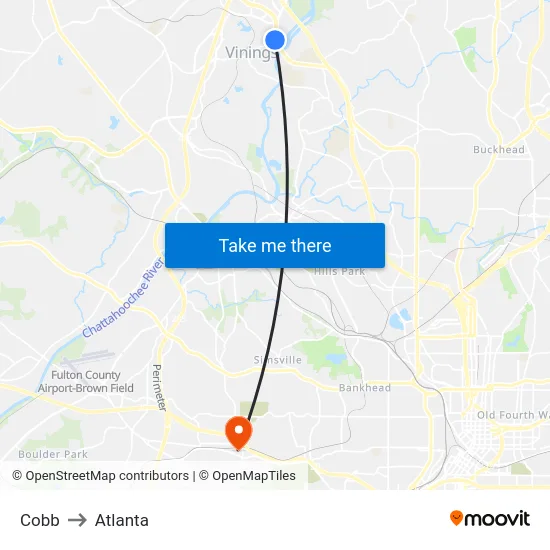 Cobb to Atlanta map