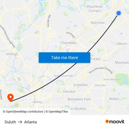 Duluth to Atlanta map