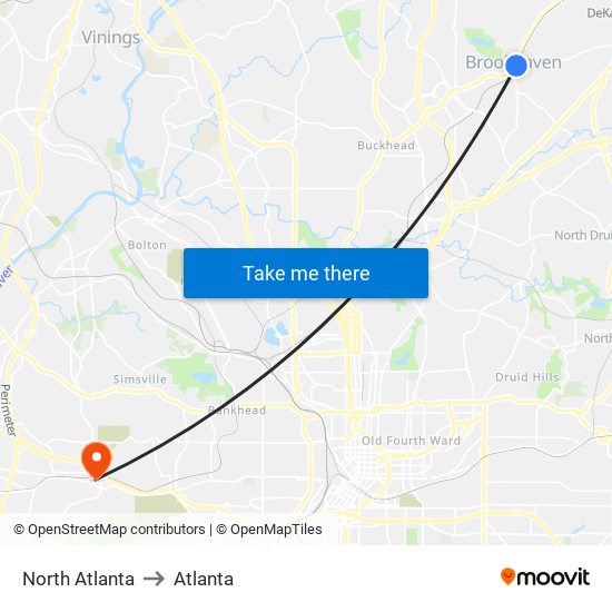 North Atlanta to Atlanta map