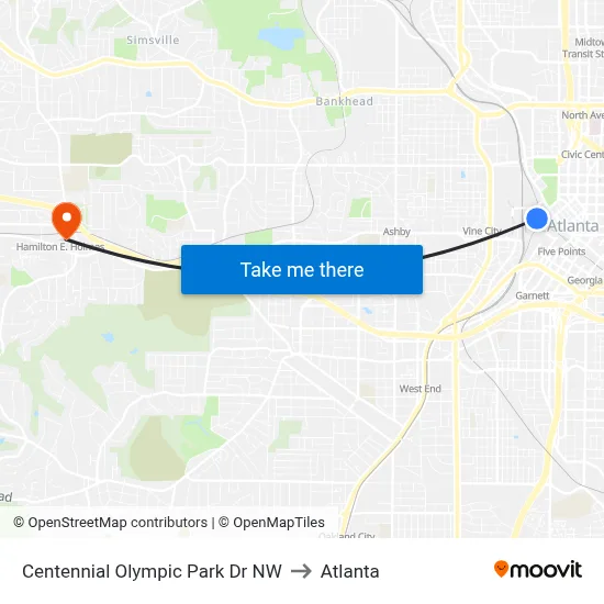 Centennial Olympic Park Dr NW to Atlanta map