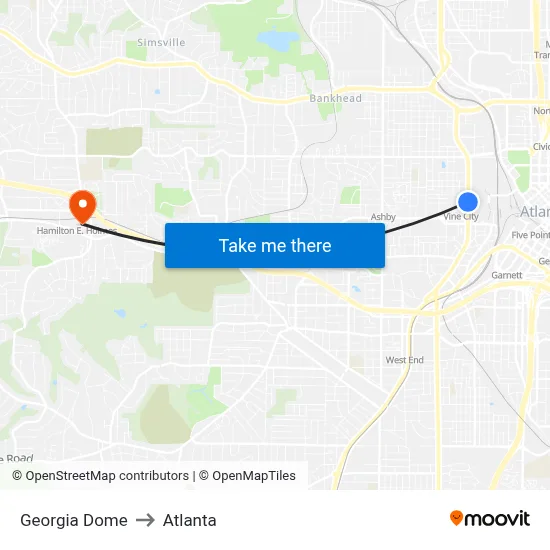 Georgia Dome to Atlanta map
