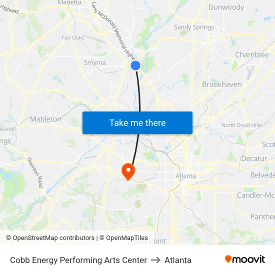 Cobb Energy Performing Arts Center to Atlanta map
