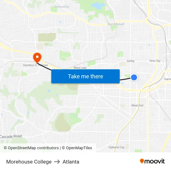 Morehouse College to Atlanta map