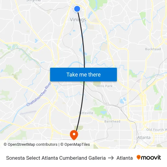 Sonesta Select Atlanta Cumberland Galleria to Atlanta map