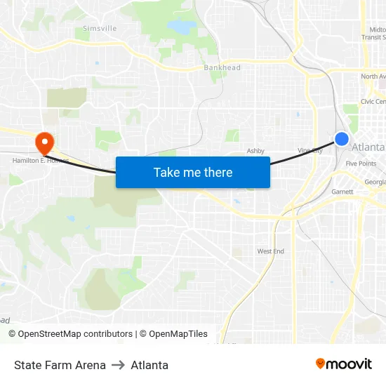 State Farm Arena to Atlanta map