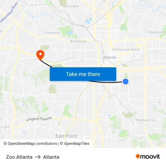 Zoo Atlanta to Atlanta map