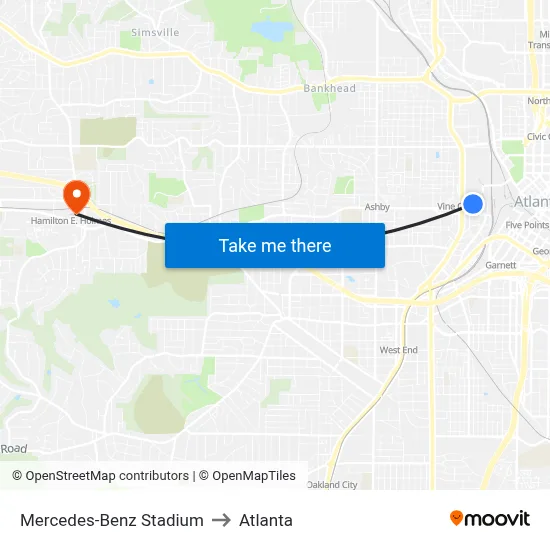 Mercedes-Benz Stadium to Atlanta map