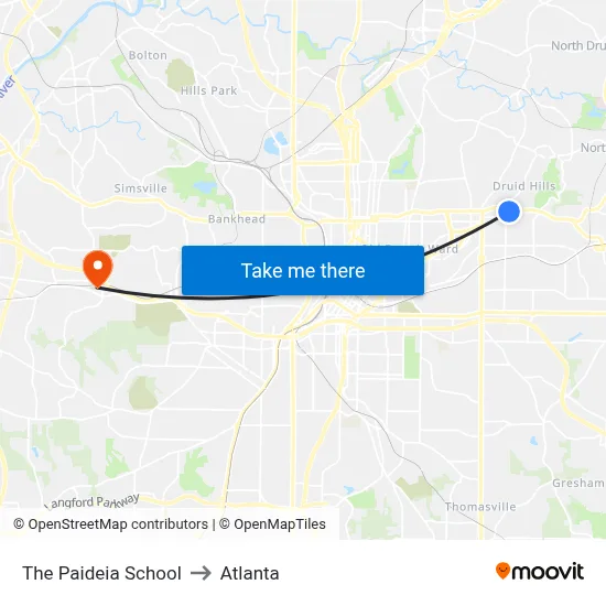 The Paideia School to Atlanta map