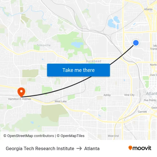 Georgia Tech Research Institute to Atlanta map