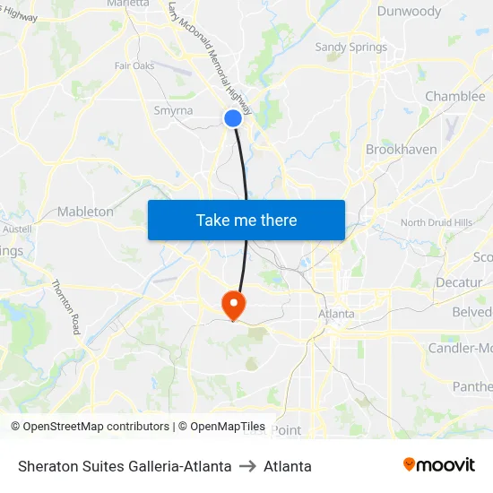 Sheraton Suites Galleria-Atlanta to Atlanta map