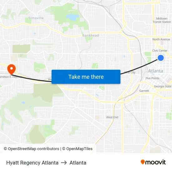 Hyatt Regency Atlanta to Atlanta map