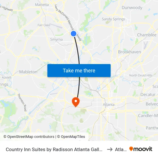 Country Inn Suites by Radisson Atlanta Galleria Ballpark GA to Atlanta map