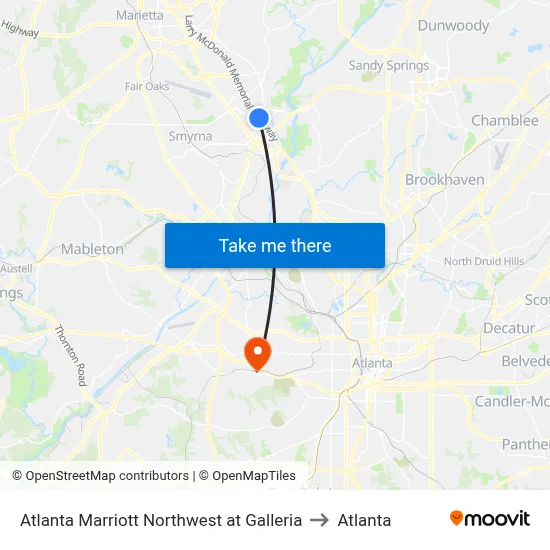 Atlanta Marriott Northwest at Galleria to Atlanta map