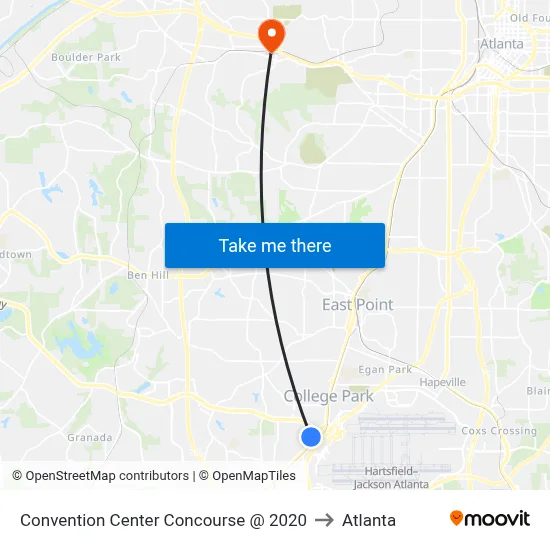 Convention Center Concourse @ 2020 to Atlanta map