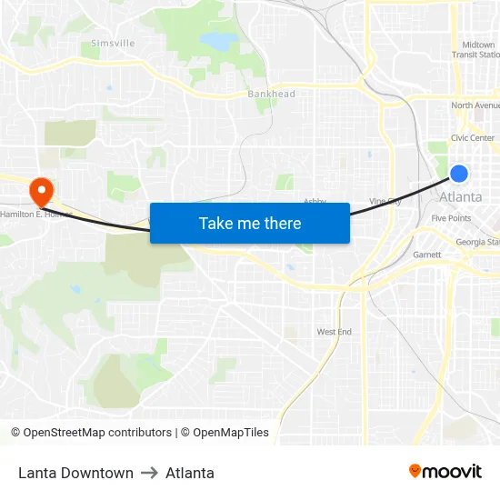 Lanta Downtown to Atlanta map