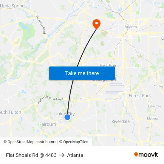 Flat Shoals Rd @ 4483 to Atlanta map