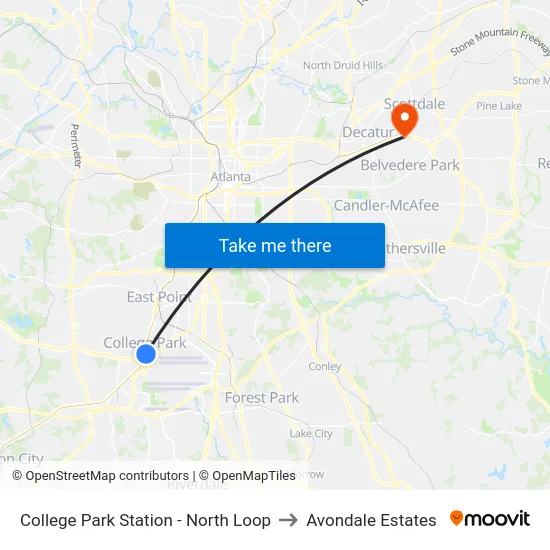 College Park Station - South Loop to Avondale Estates map