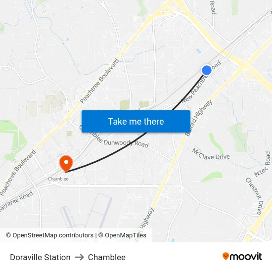 Doraville Station to Chamblee map