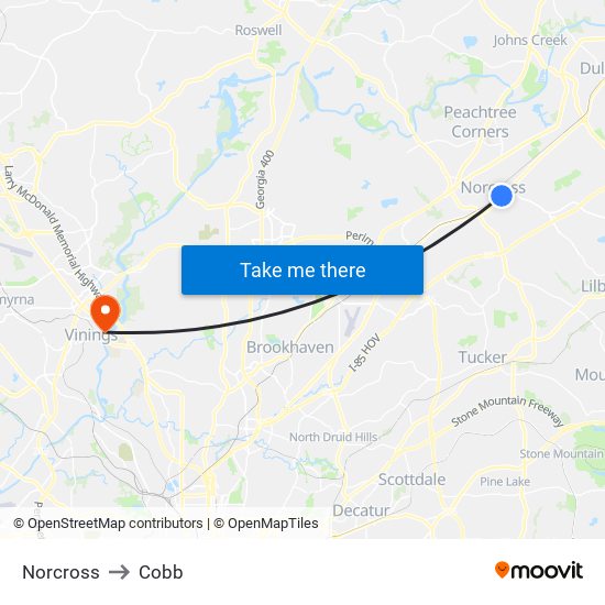 Norcross to Cobb map