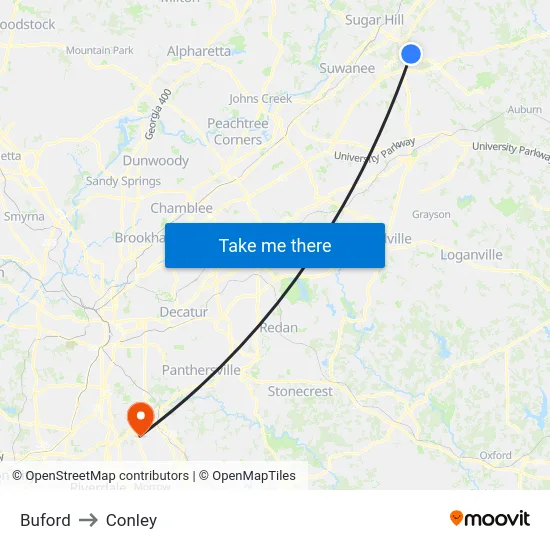 Buford to Conley map
