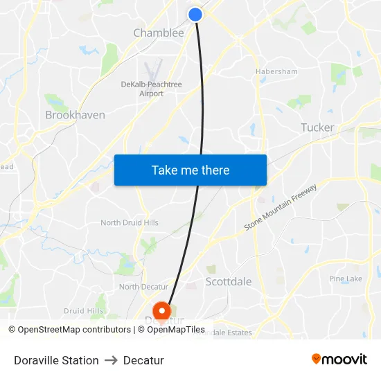 Doraville Station to Decatur map