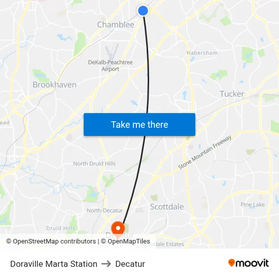 Doraville Marta Station to Decatur map