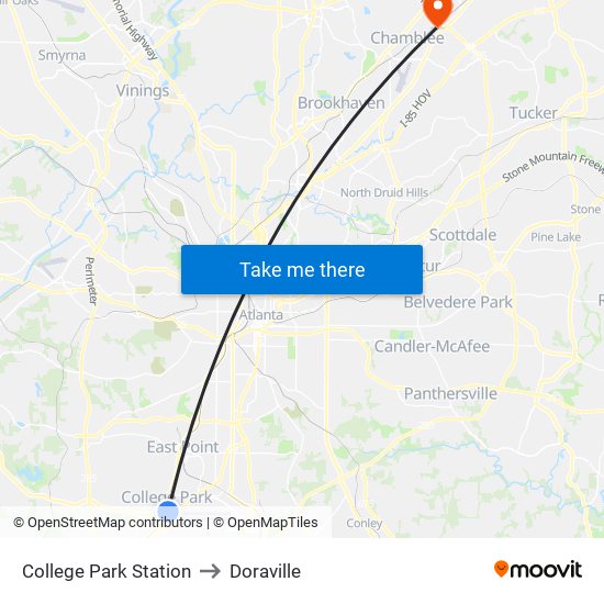 College Park Station to Doraville map