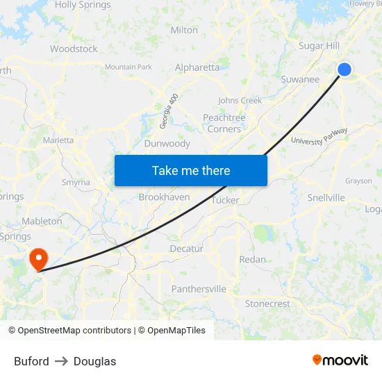 Buford to Douglas map