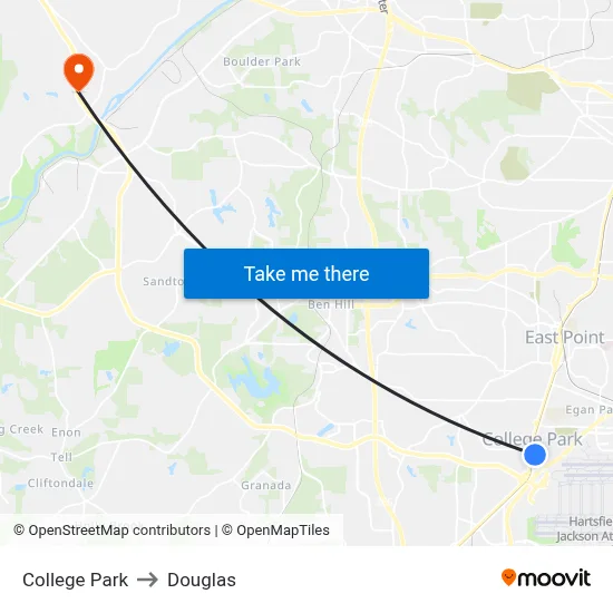 College Park to Douglas map