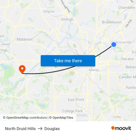 North Druid Hills to Douglas map