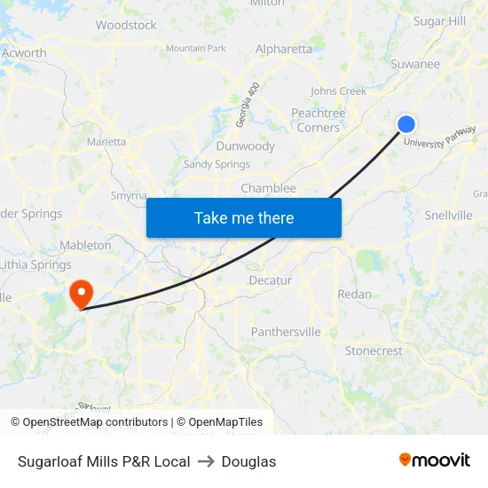 Sugarloaf Mills P&R Local to Douglas map