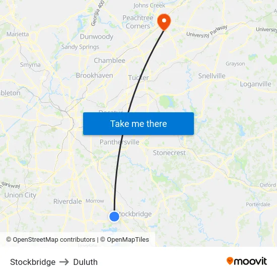 Stockbridge to Duluth map