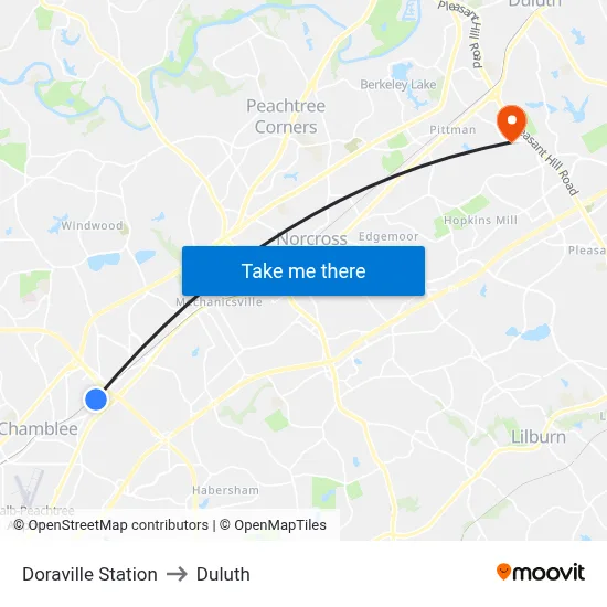 Doraville Station to Duluth map
