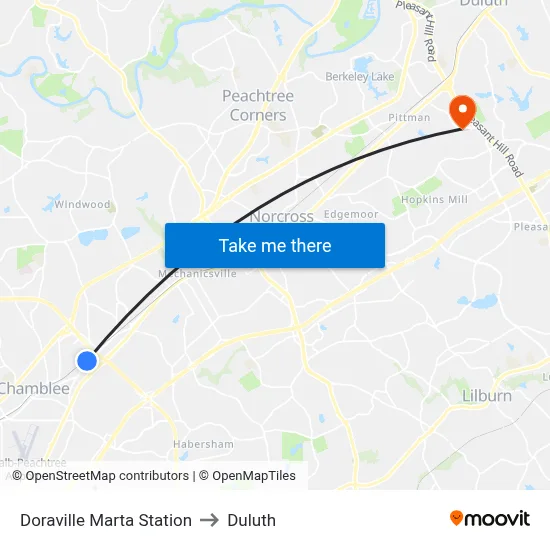 Doraville Marta Station to Duluth map