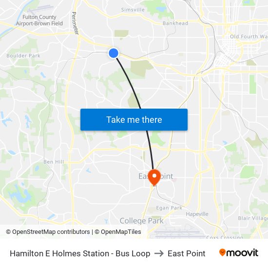 Hamilton E Holmes Station - Bus Loop to East Point map