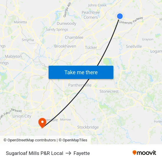 Sugarloaf Mills P&R Local to Fayette map