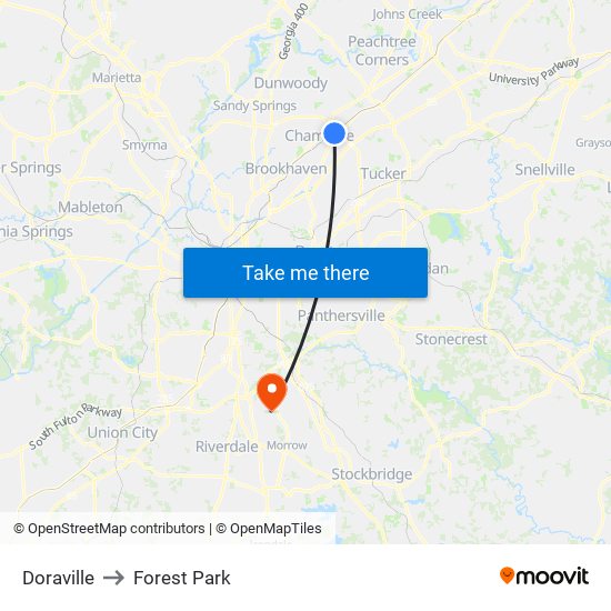 Doraville to Forest Park map