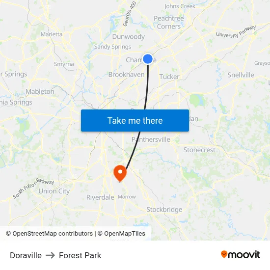 Doraville to Forest Park map