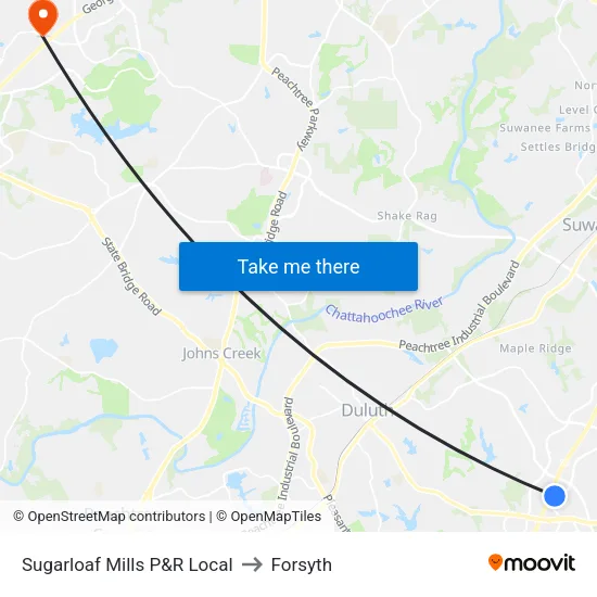 Sugarloaf Mills P&R Local to Forsyth map