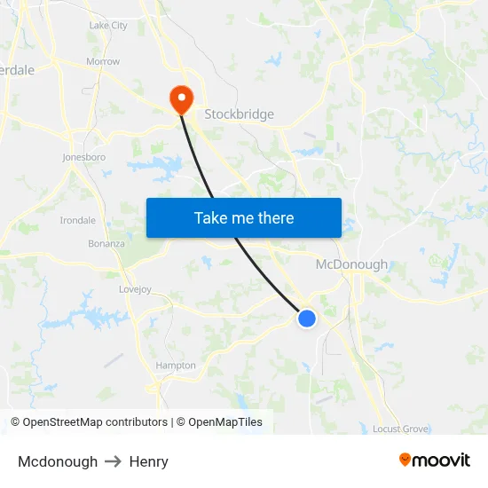 Mcdonough to Henry map