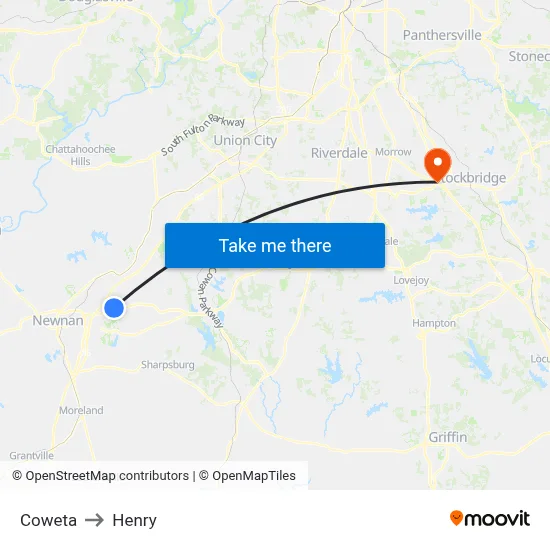 Coweta to Henry map