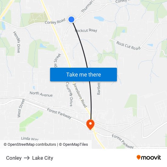 Conley to Lake City map
