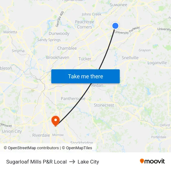Sugarloaf Mills P&R Local to Lake City map