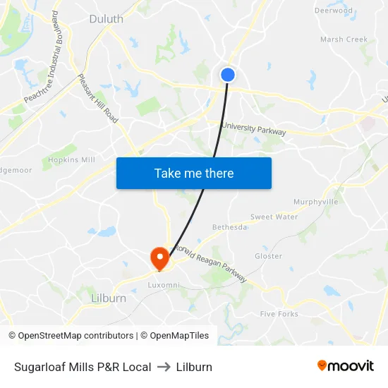 Sugarloaf Mills P&R Local to Lilburn map